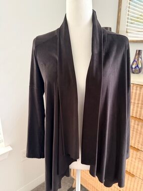 Benjamin Jay women’s open front black suede/ spandex L cardigan